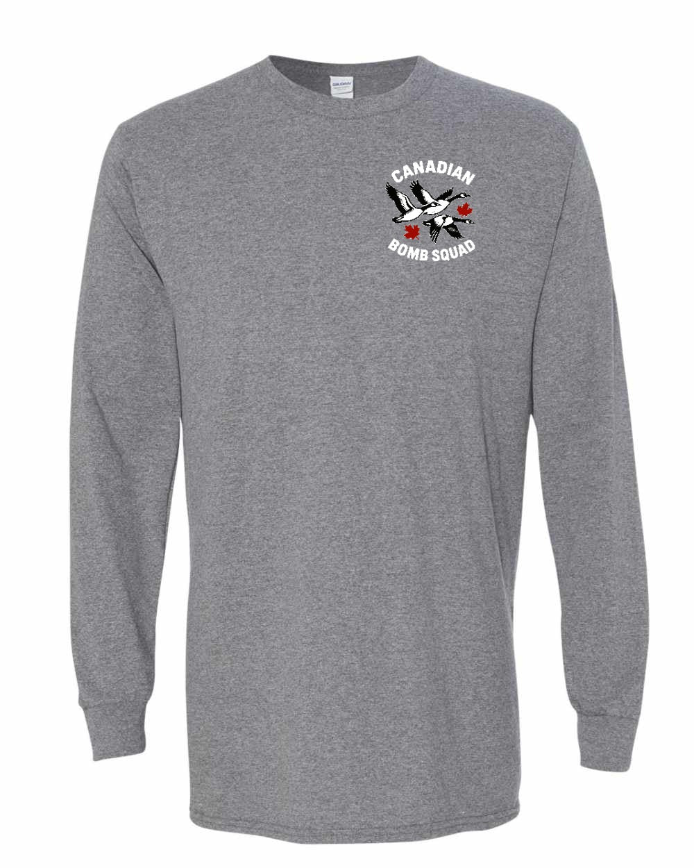 Canadian Bomb Squad Cropped Left Chest and Back Long Sleeve in Graphite Heather