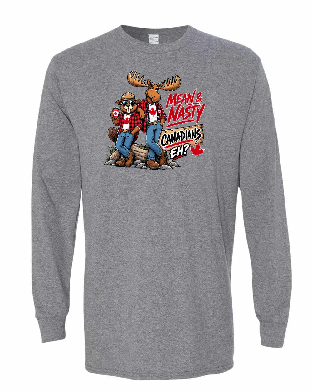 Mean and Nasty New Full Front Long Sleeve in Graphite Heather