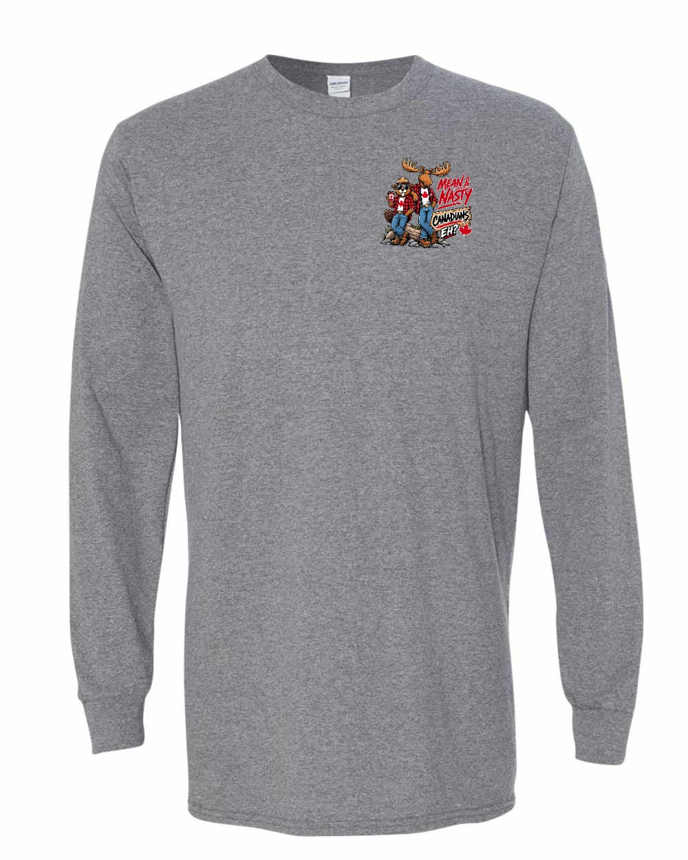 Mean and Nasty New Left Chest and Back Long Sleeve in Graphite Heather