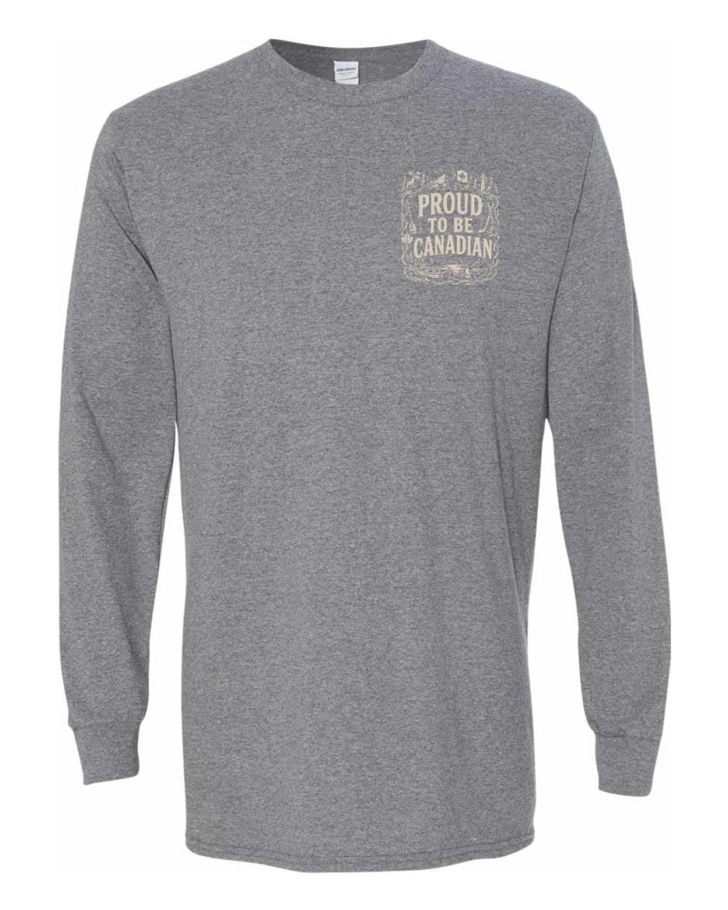 Proud To Be Canadian Folk Left Chest and Back  Long Sleeve - Unisex