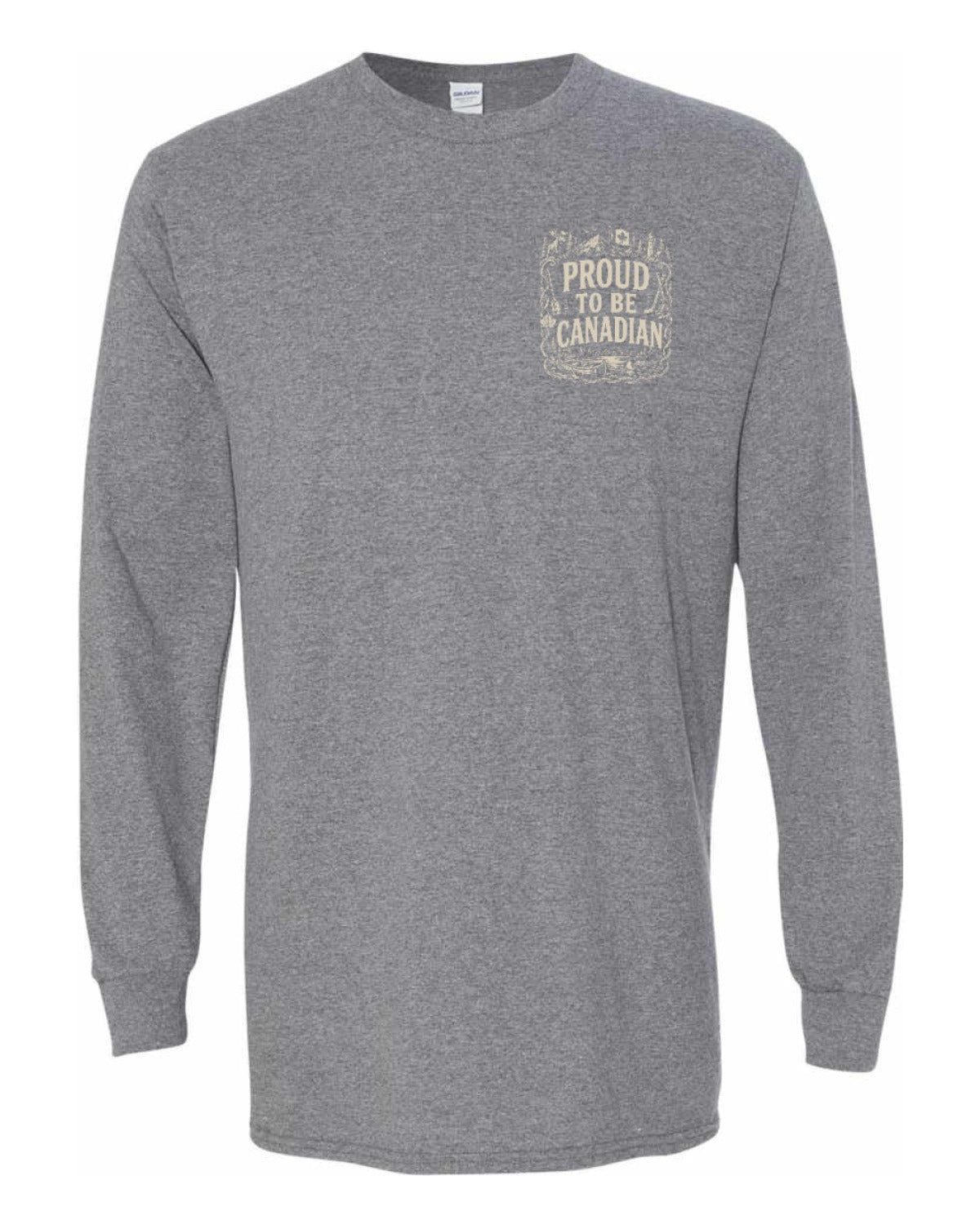 Proud To Be Canadian Folk Left Chest and Back  Long Sleeve - Unisex