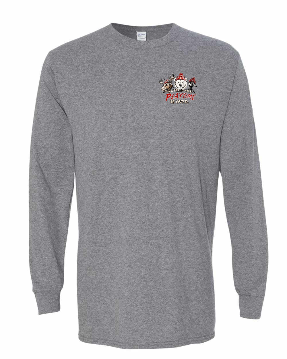 We Tried Nice New Left Chest and Back Long Sleeve in Graphite Heather