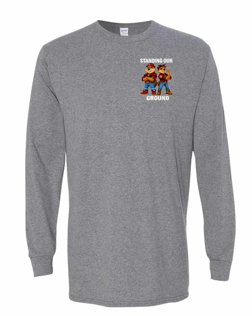 Standing Our Ground Left Chest Long Sleeve in Graphite Heather