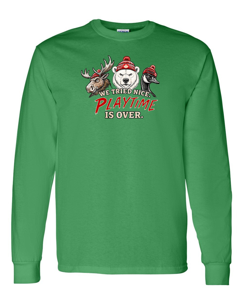 We Tried Nice New Full Front Long Sleeve in Irish Green