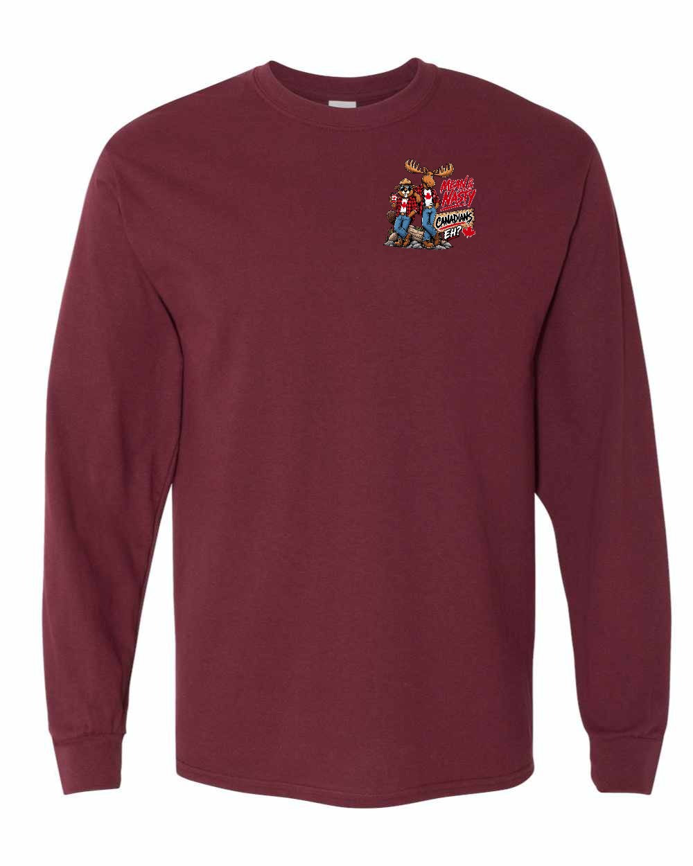 Mean and Nasty New Left Chest and Back Long Sleeve in Maroon