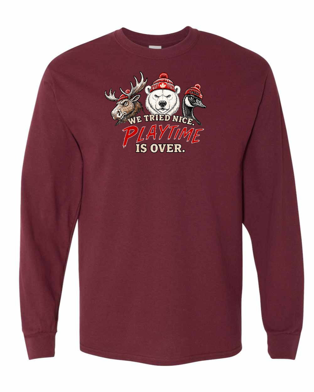 We Tried Nice New Full Front Long Sleeve in Maroon