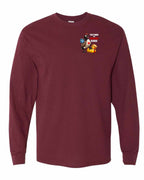 Poked the Wrong Goose Left Chest and Back Long Sleeve in Maroon