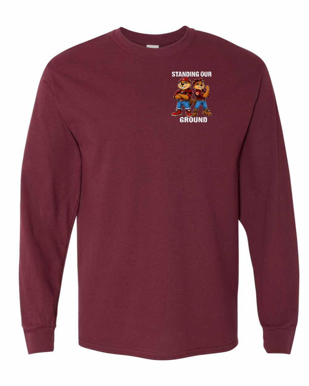 Standing Our Ground Left Chest Long Sleeve in Maroon