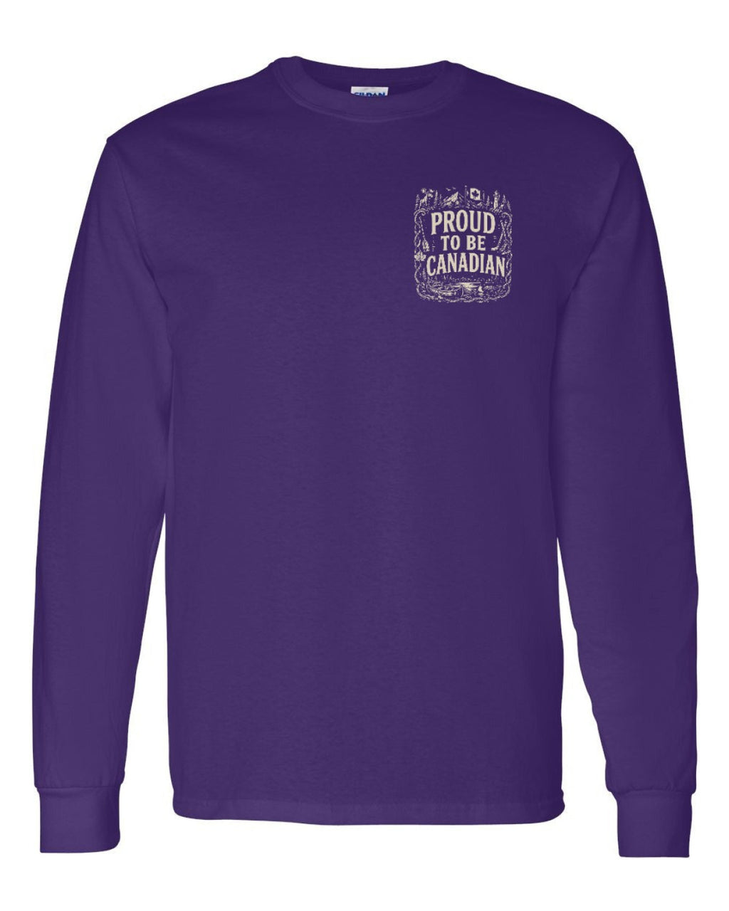 Proud To Be Canadian Folk Left Chest and Back  Long Sleeve - Unisex