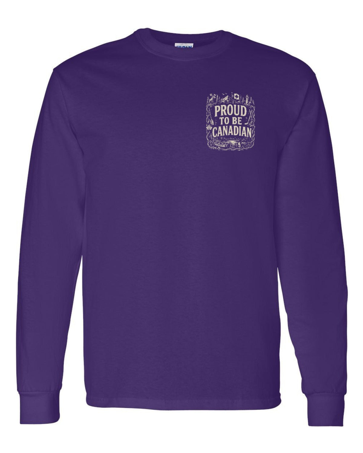 Proud To Be Canadian Folk Left Chest and Back  Long Sleeve - Unisex