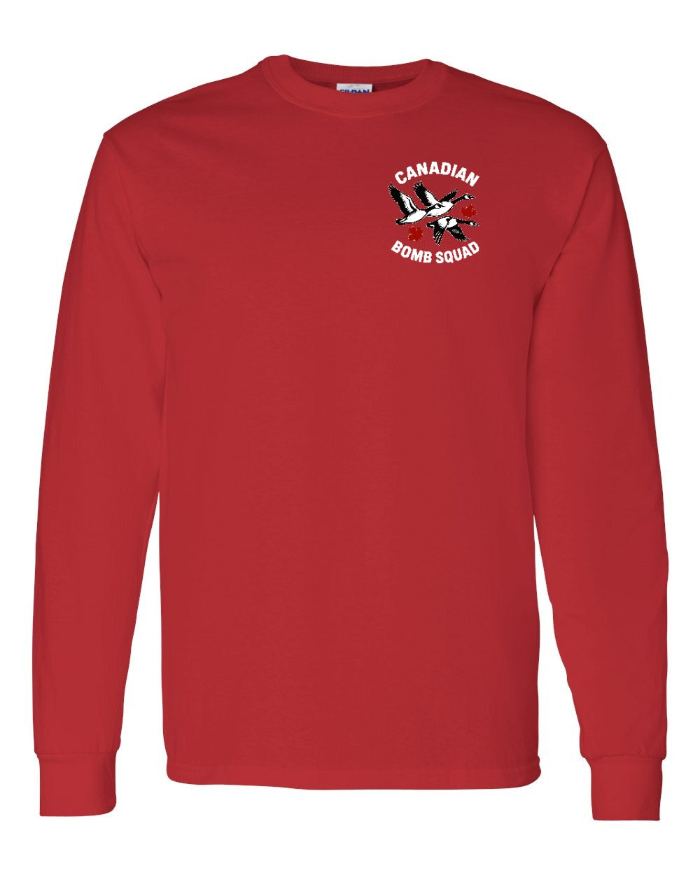 Canadian Bomb Squad Cropped Left Chest and Back Long Sleeve in Red
