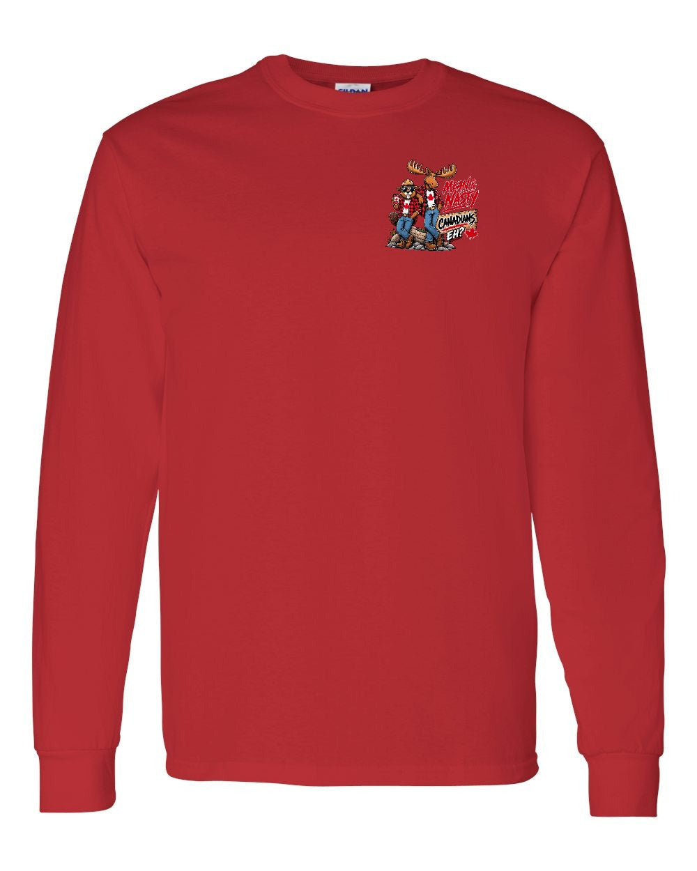 Mean and Nasty New Left Chest and Back Long Sleeve in Red