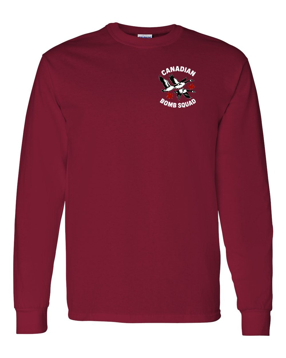 Canadian Bomb Squad Cropped Left Chest and Back Long Sleeve in Cardinal Red