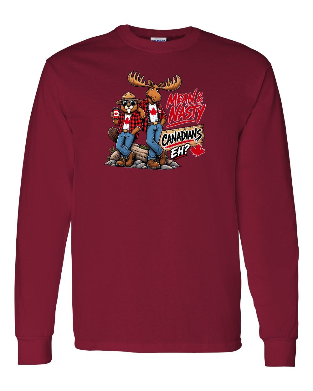 Mean and Nasty New Full Front Long Sleeve in Cardinal Red