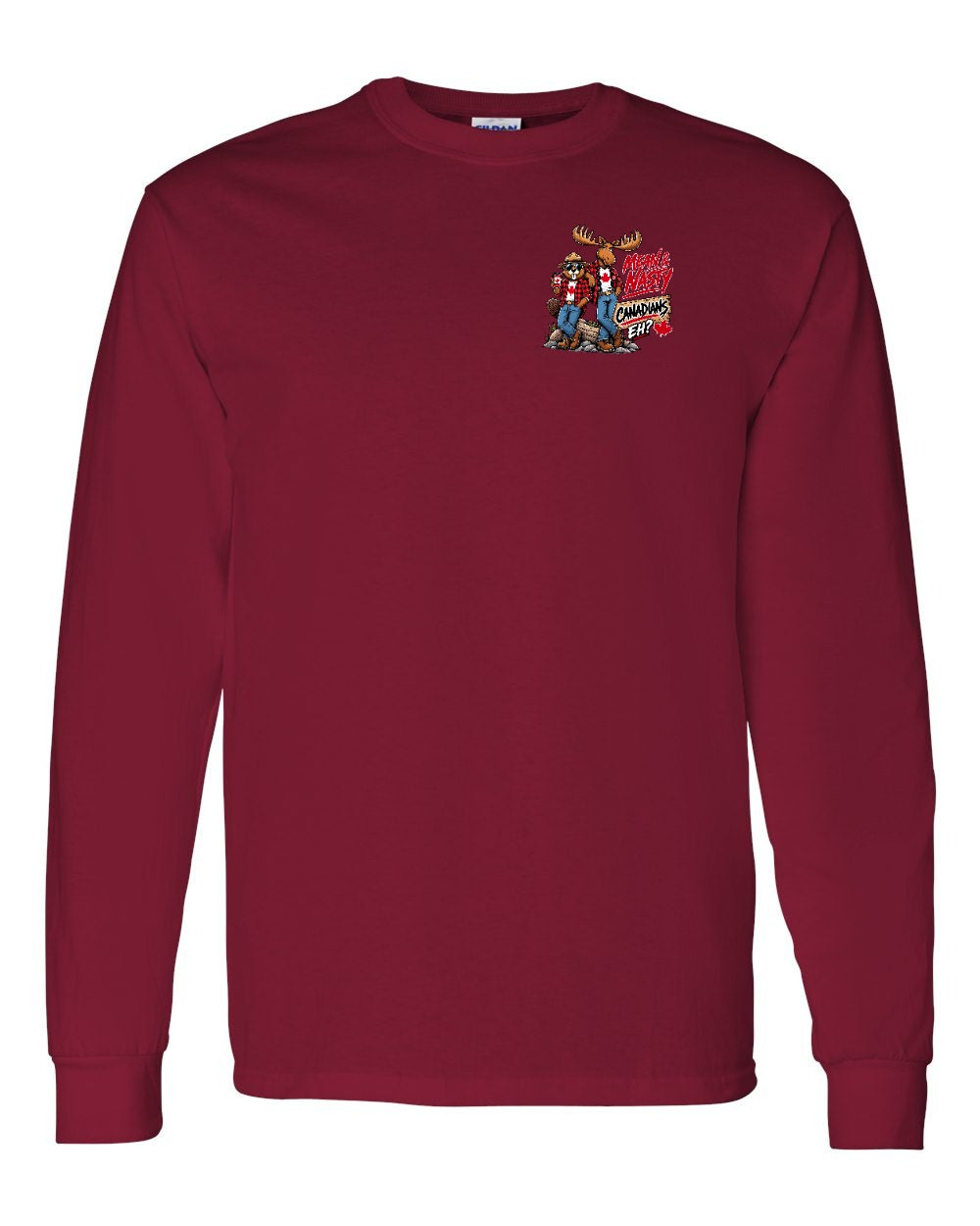 Mean and Nasty New Left Chest and Back Long Sleeve in Cardinal Red