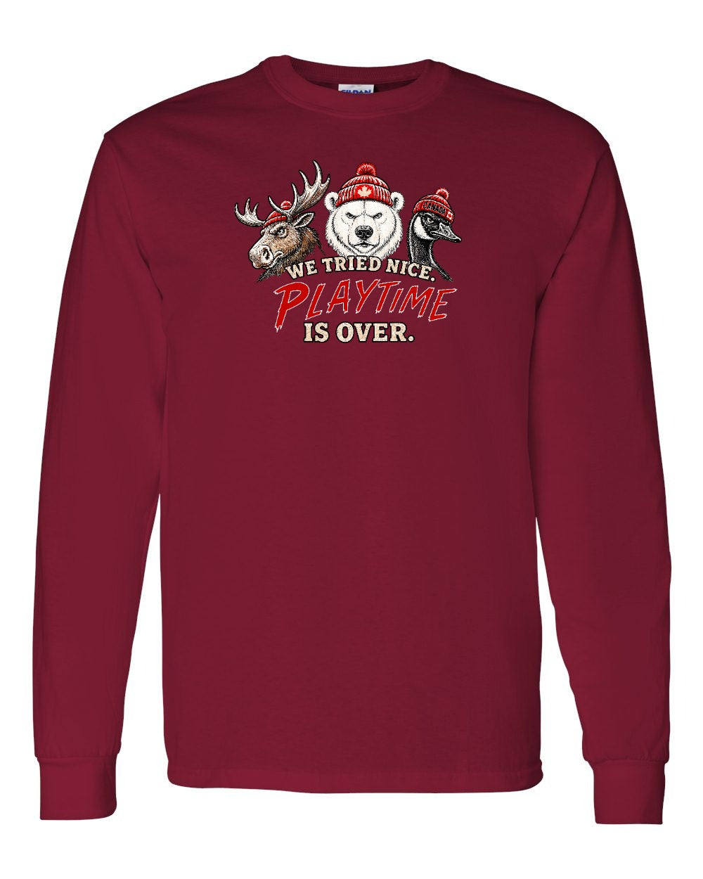 We Tried Nice New Full Front Long Sleeve in Cardinal Red