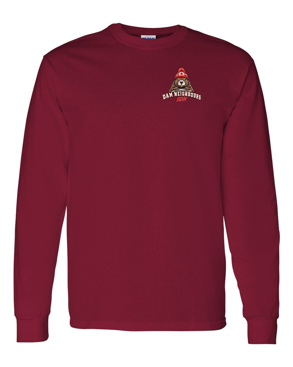Dam Neighbours Left Chest and Back Long Sleeve in Cardinal Red