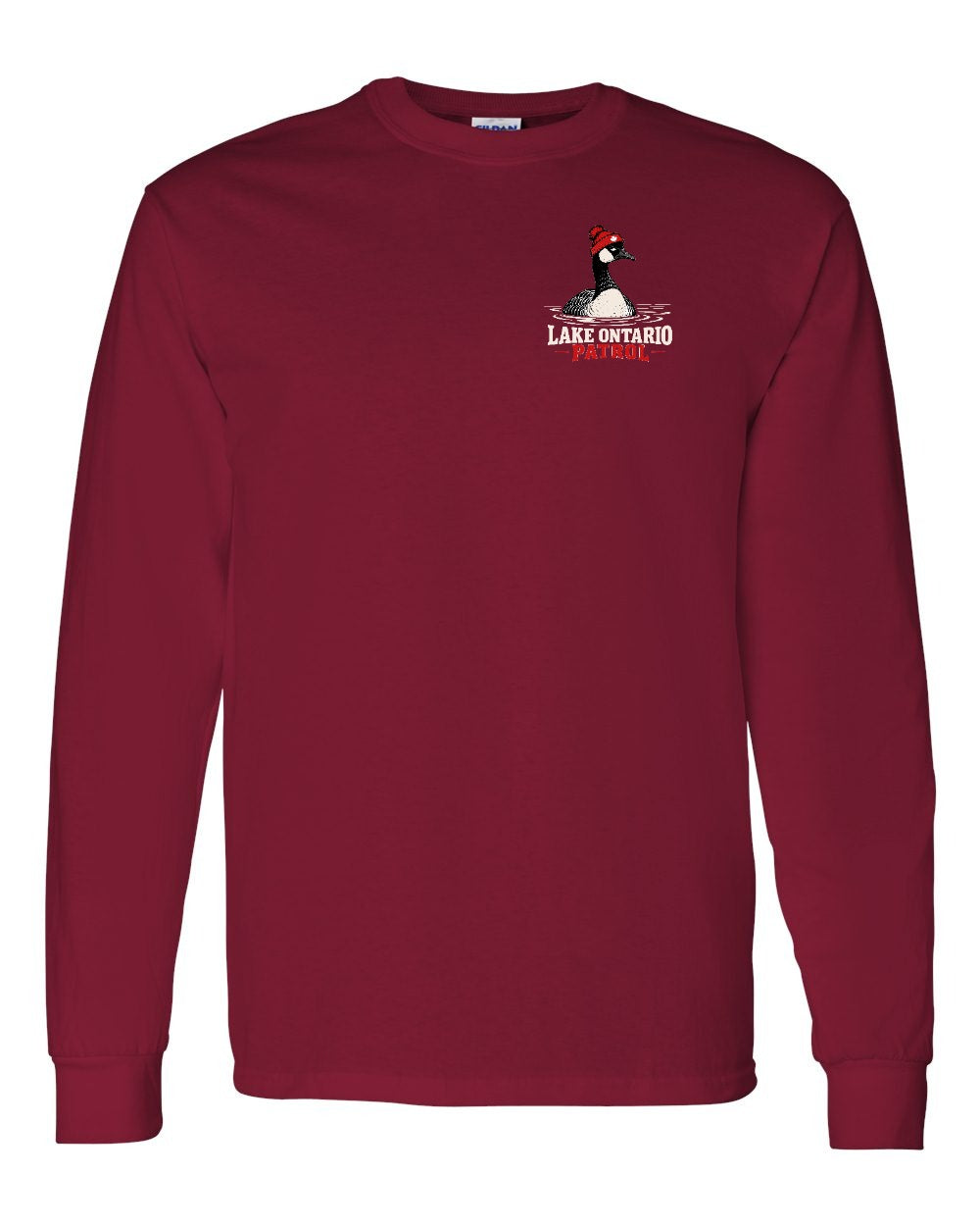 Lake Patrol Left Chest and Back Long Sleeve in Cardinal Red
