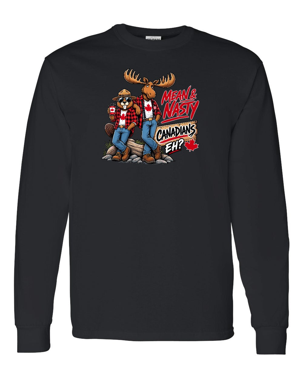 Mean and Nasty New Full Front Long Sleeve in Black