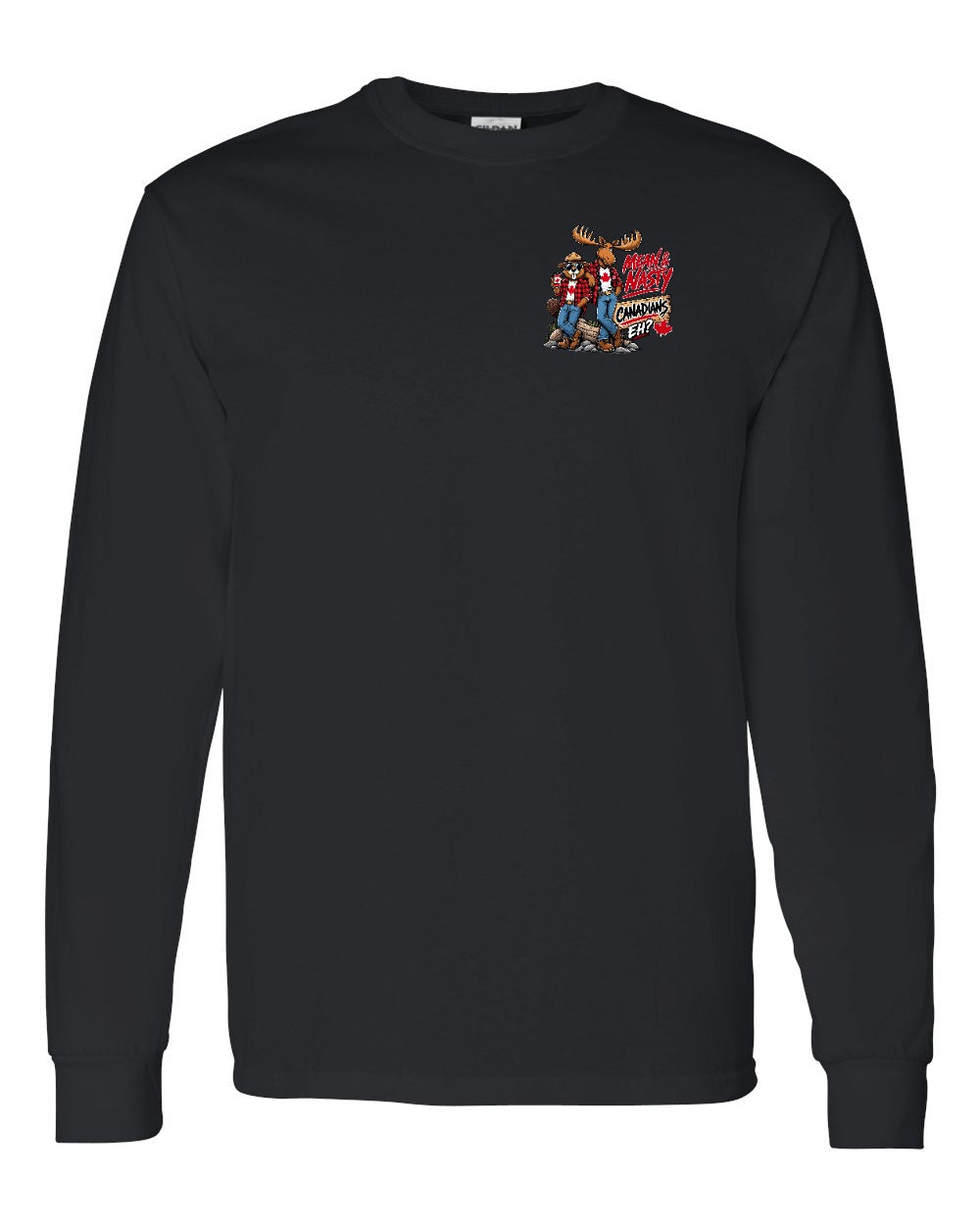 Mean and Nasty New Left Chest and Back Long Sleeve in Black