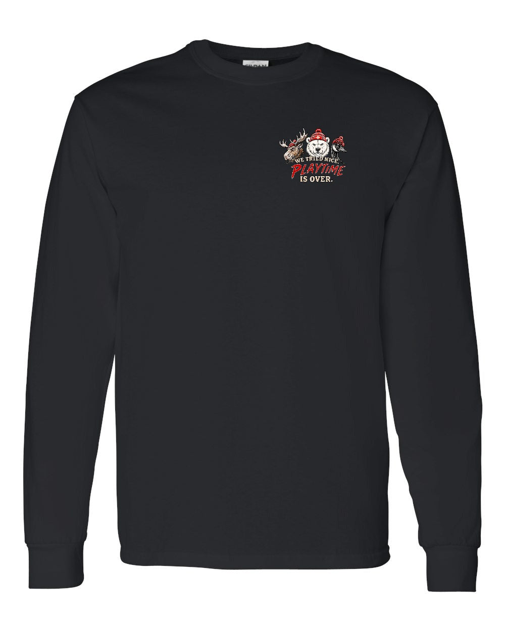 We Tried Nice New Left Chest and Back Long Sleeve in Black