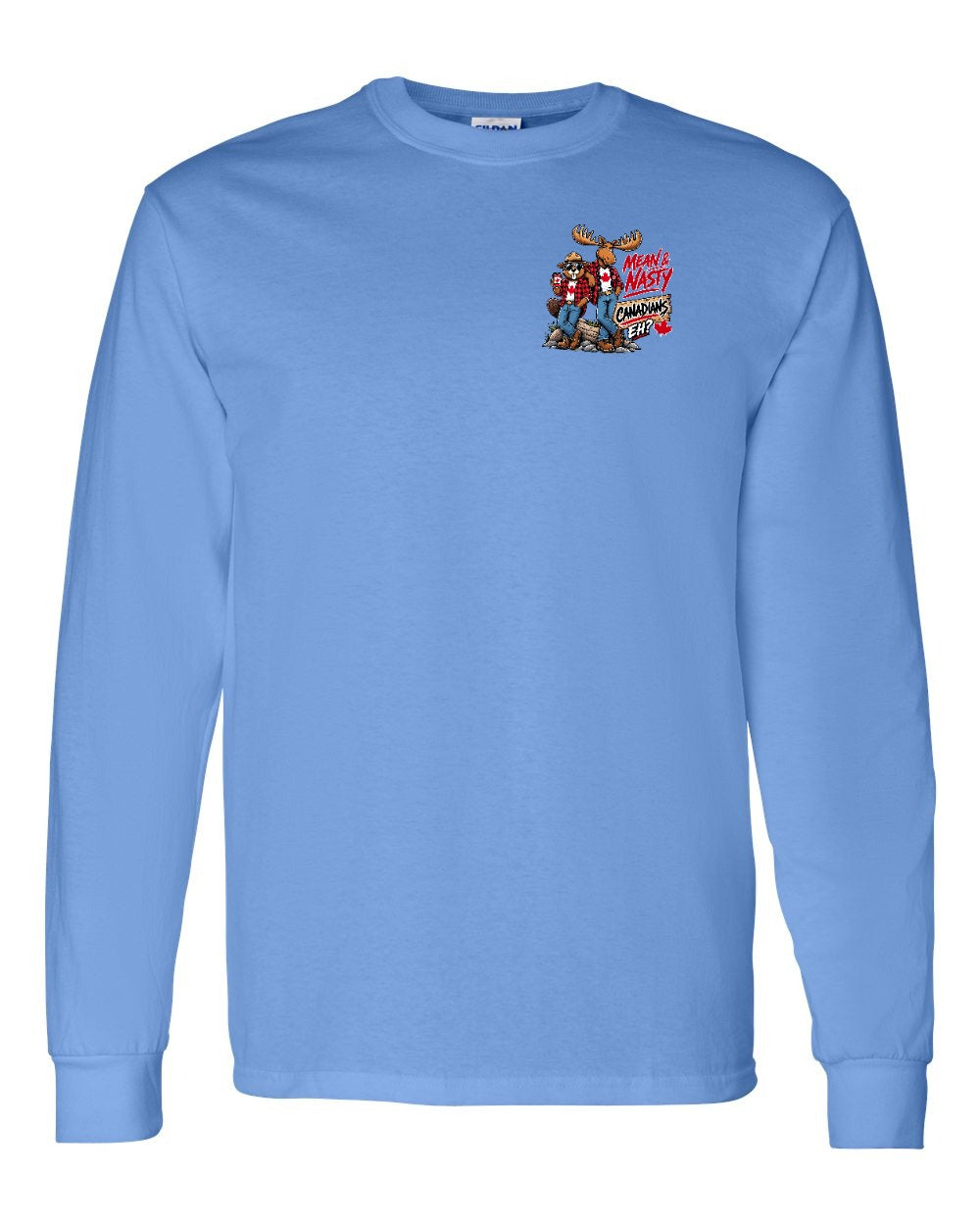 Mean and Nasty New Left Chest and Back Long Sleeve in Carolina Blue