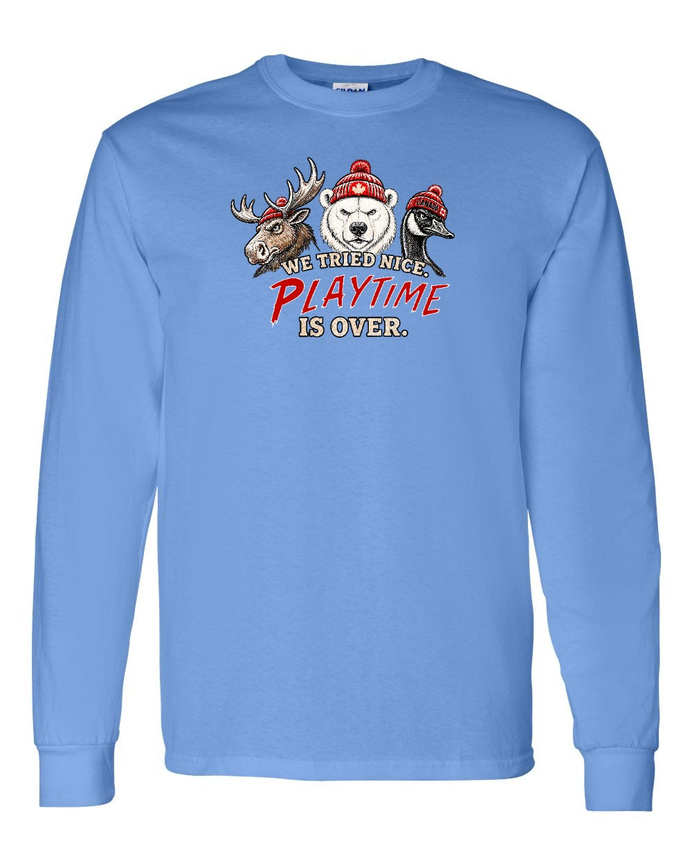 We Tried Nice New Full Front Long Sleeve in Carolina Blue