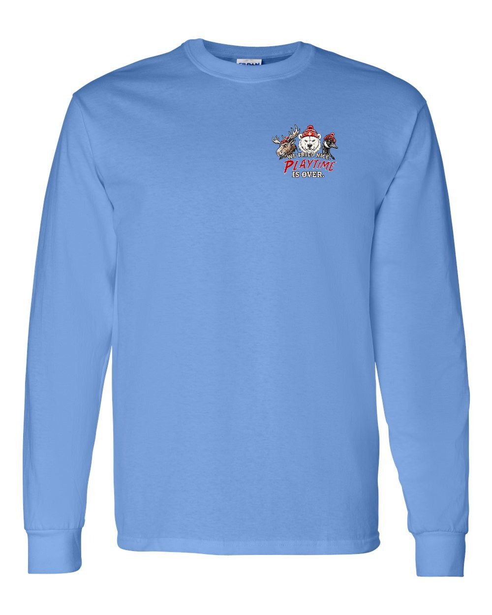 We Tried Nice New Left Chest and Back Long Sleeve in Carolina Blue