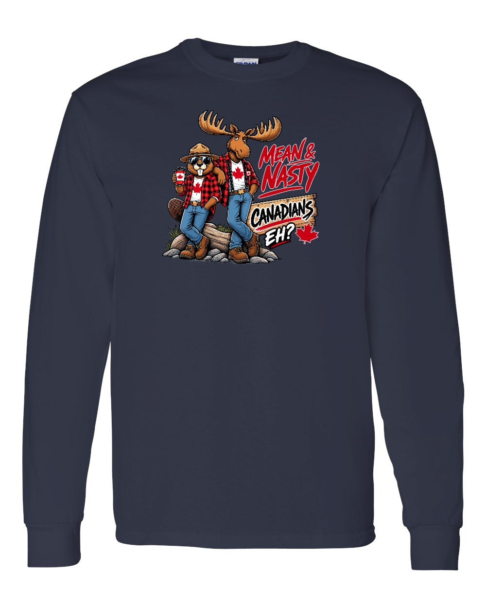 Mean and Nasty New Full Front Long Sleeve in Navy