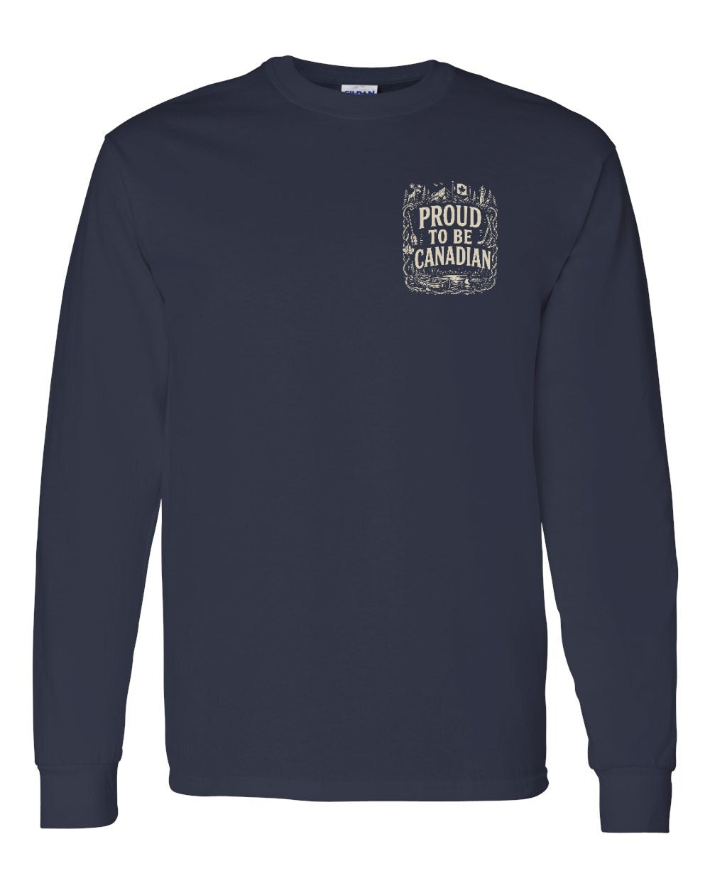 Proud To Be Canadian Folk Left Chest  Long Sleeve - Unisex