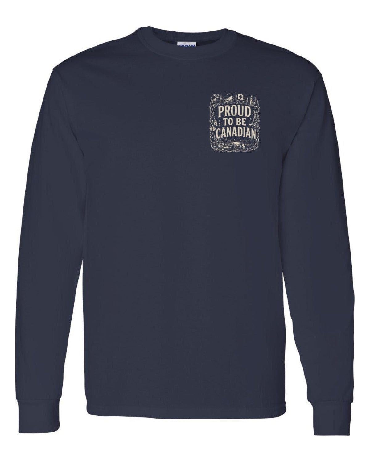 Proud To Be Canadian Folk Left Chest and Back  Long Sleeve - Unisex