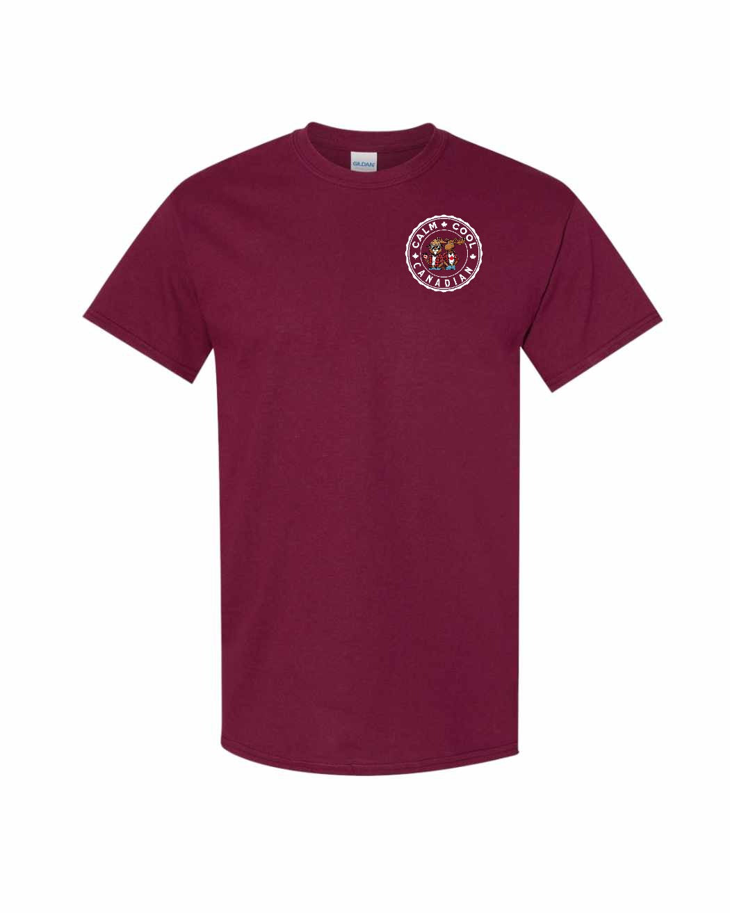 Calm Cool Canadian Beaver and Moose Left Chest & Back Men's Tee