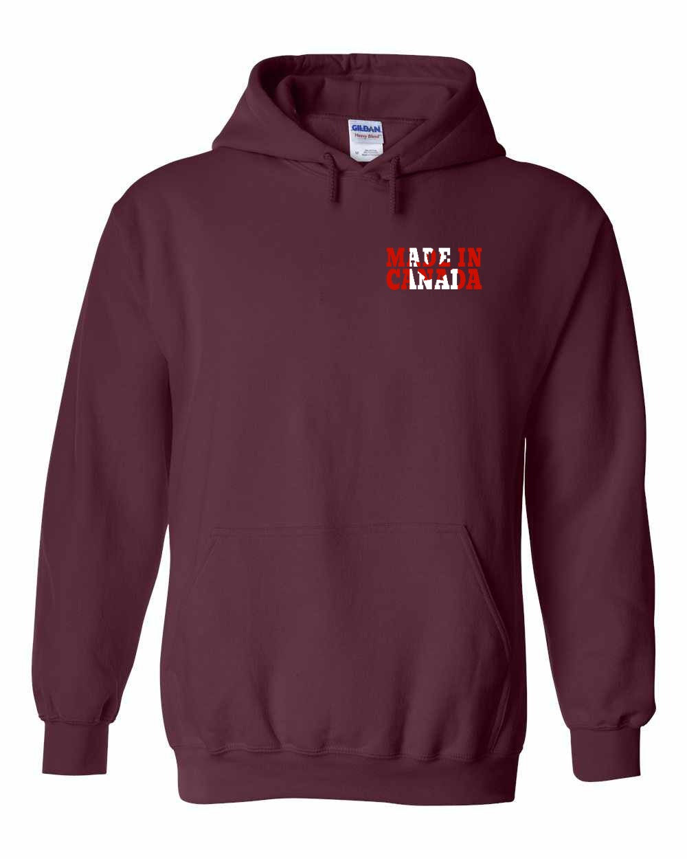 Made in Canada Flag Background Left Chest and Back Pullover - Gildan Canada (sewn Internationally)