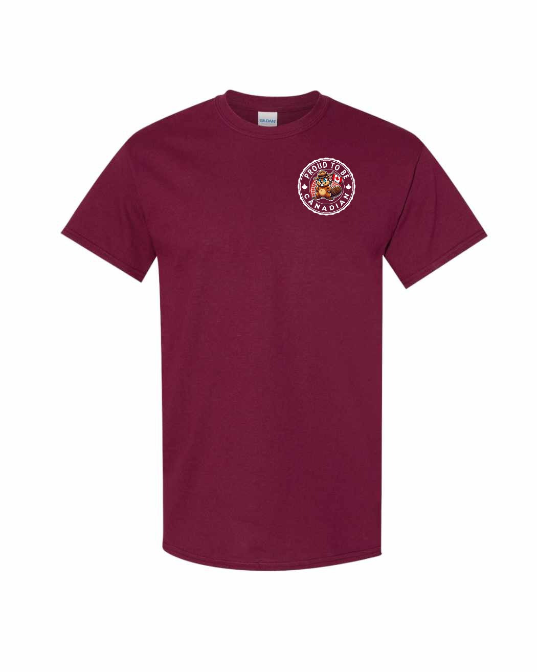Proud to Be Canadian Beaver Left Chest & Back Men's Tee