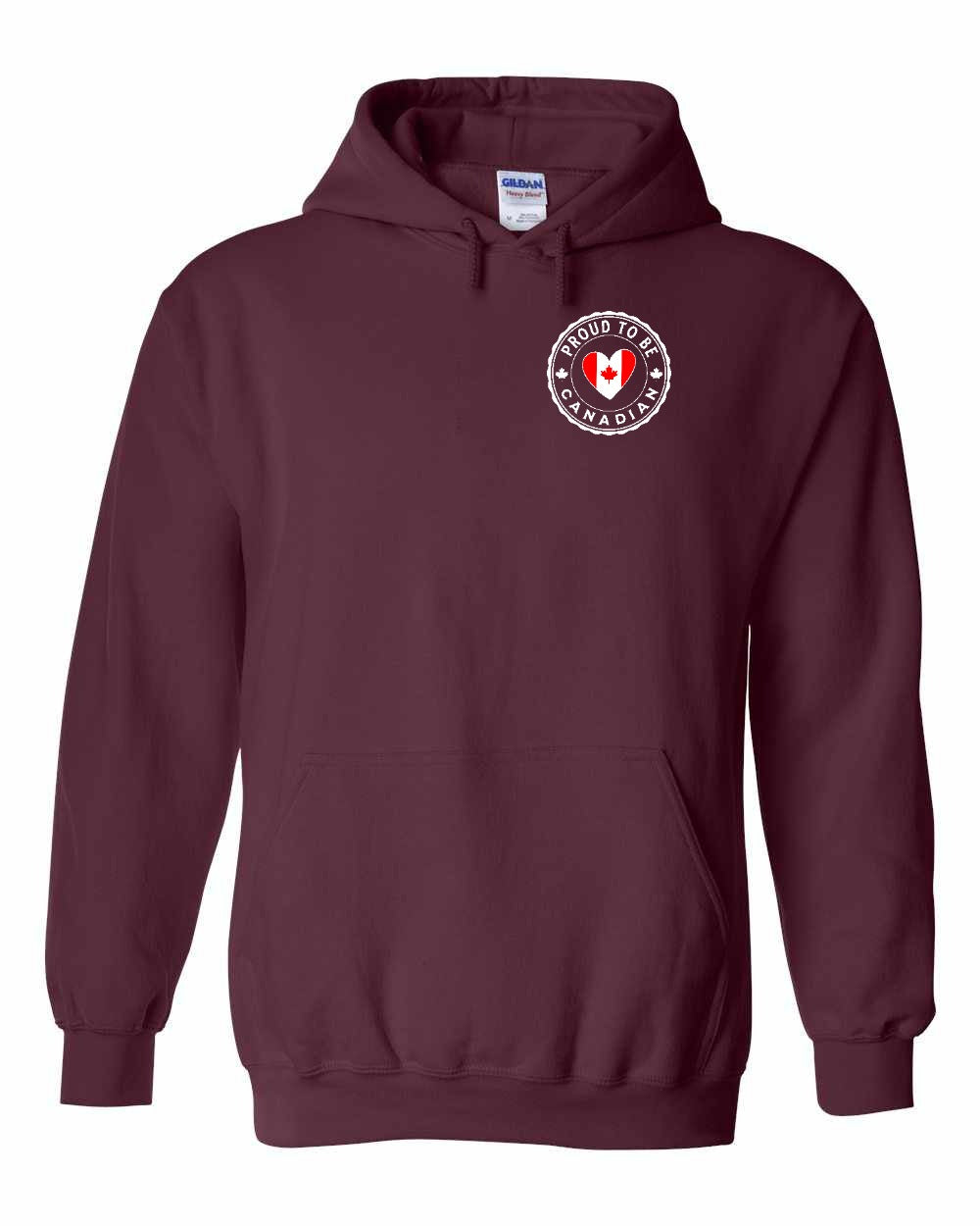 Proud to be Canadian Heart Flag Left Chest and Back Pullover - Gildan Canada (sewn Internationally)
