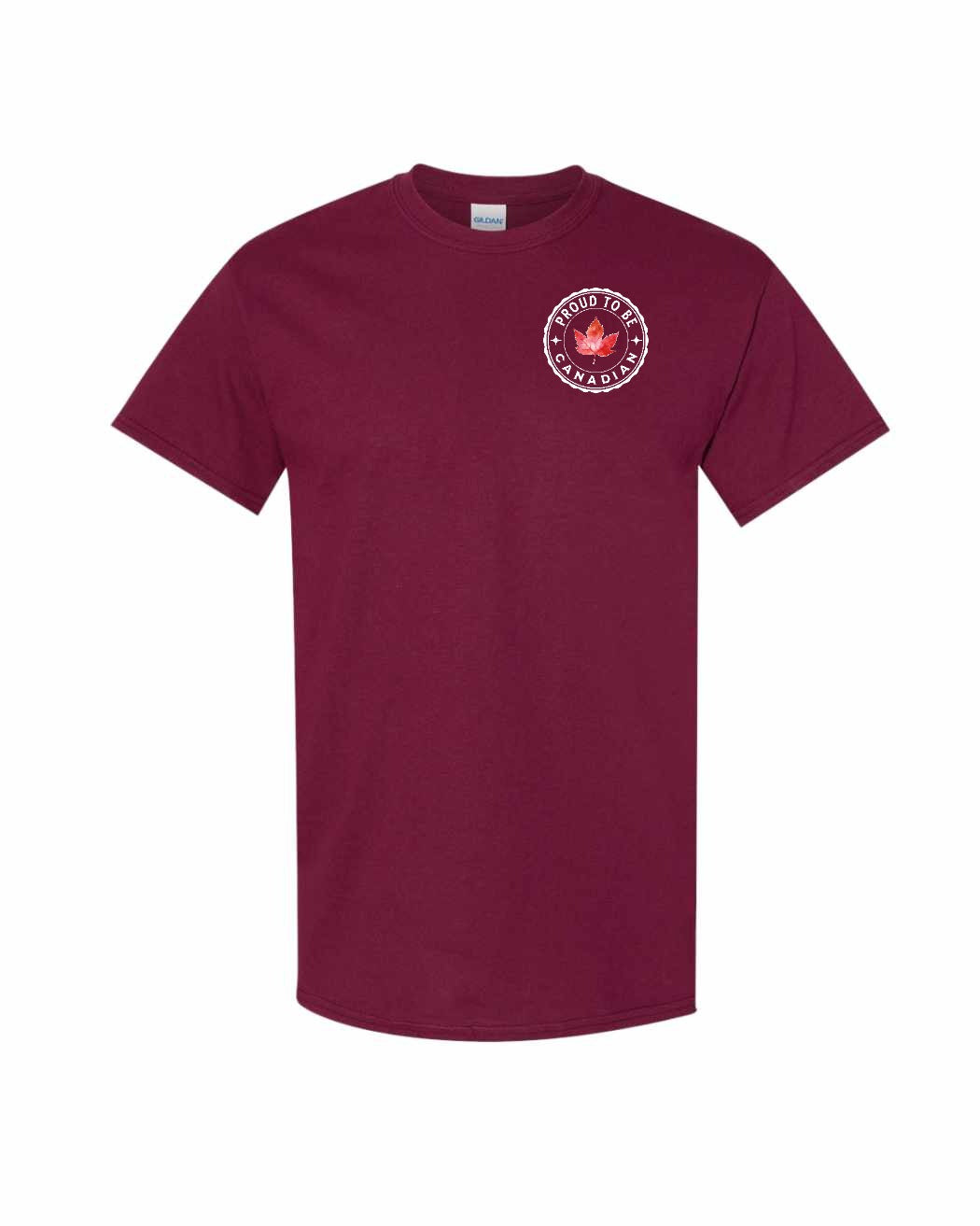 Proud to Be Canadian Leaf Left Chest & Back Men's Tee - Gildan Canada (sewn Internationally)