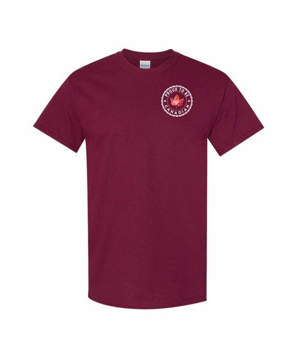 Proud to Be Canadian Leaf Left Chest & Back Men's Tee - Gildan Canada (sewn Internationally)