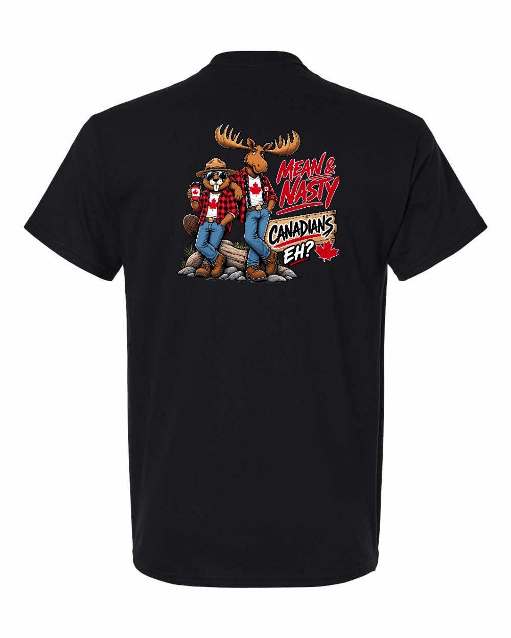 Mean and Nasty New Left Chest and Back Men's Tee in Black - back