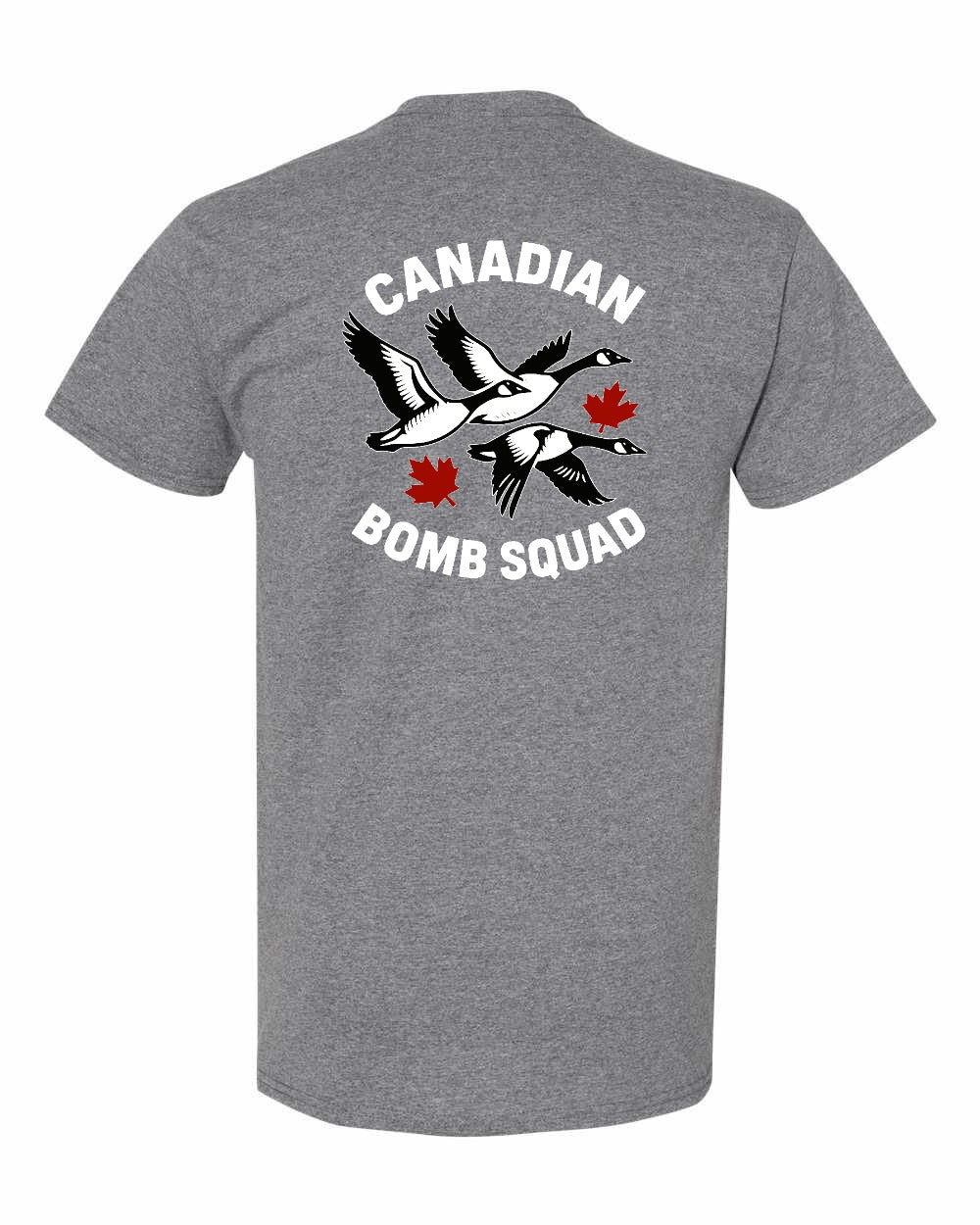 Canadian Bomb Squad Cropped Left Chest and Back Men's Tee in Graphite Heather - back