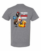 Poked the Wrong Goose Left Chest and Back Men's Tee in Graphite Heather - back