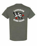 Canadian Bomb Squad Cropped Left Chest and Back Men's Tee in Heather Military Green - back