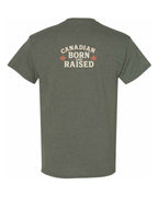 Canadian Born & Raised Sign  Left Chest and Back  Men's Tee
