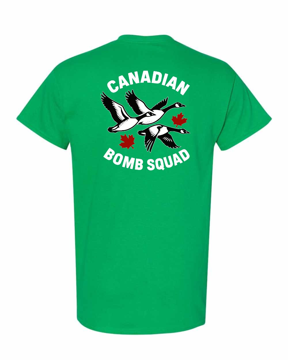 Canadian Bomb Squad Cropped Left Chest and Back Men's Tee in Irish Green - back
