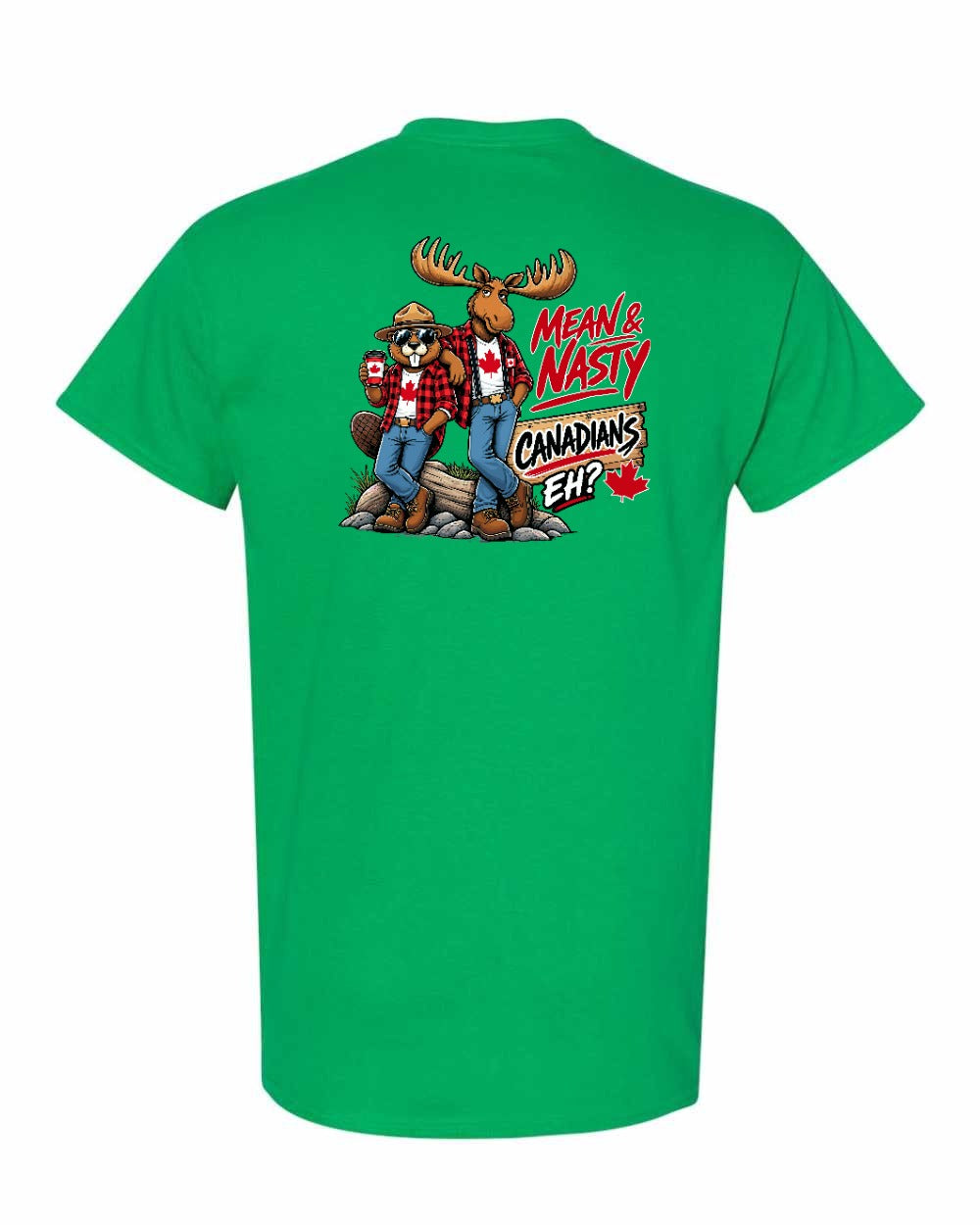 Mean and Nasty New Left Chest and Back Men's Tee in Irish Green - back