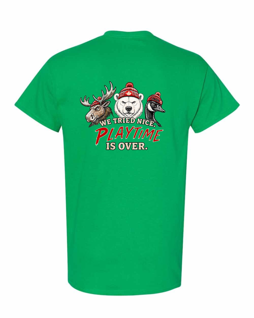 We Tried Nice New Left Chest and Back Men's Tee in Irish Green - back