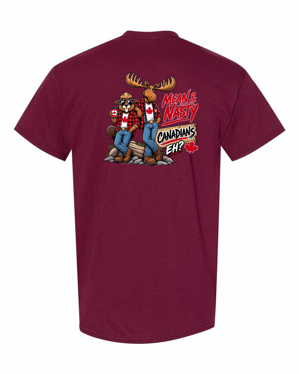 Mean and Nasty New Left Chest and Back Men's Tee in Maroon - back