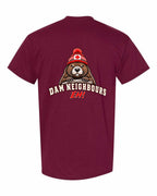 Dam Neighbours Left Chest and Back Men's Tee in Maroon - back