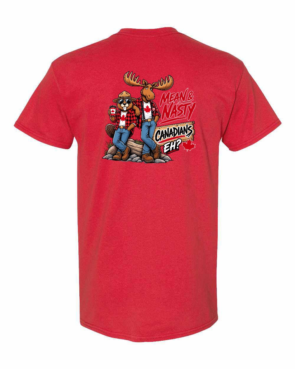 Mean and Nasty New Left Chest and Back Men's Tee in Red - back