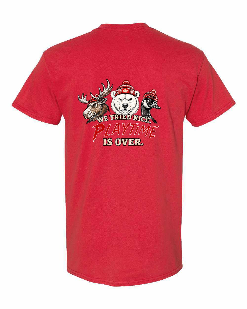 We Tried Nice New Left Chest and Back Men's Tee in Red - back