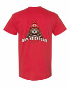 Dam Neighbours Left Chest and Back Men's Tee in Red - back
